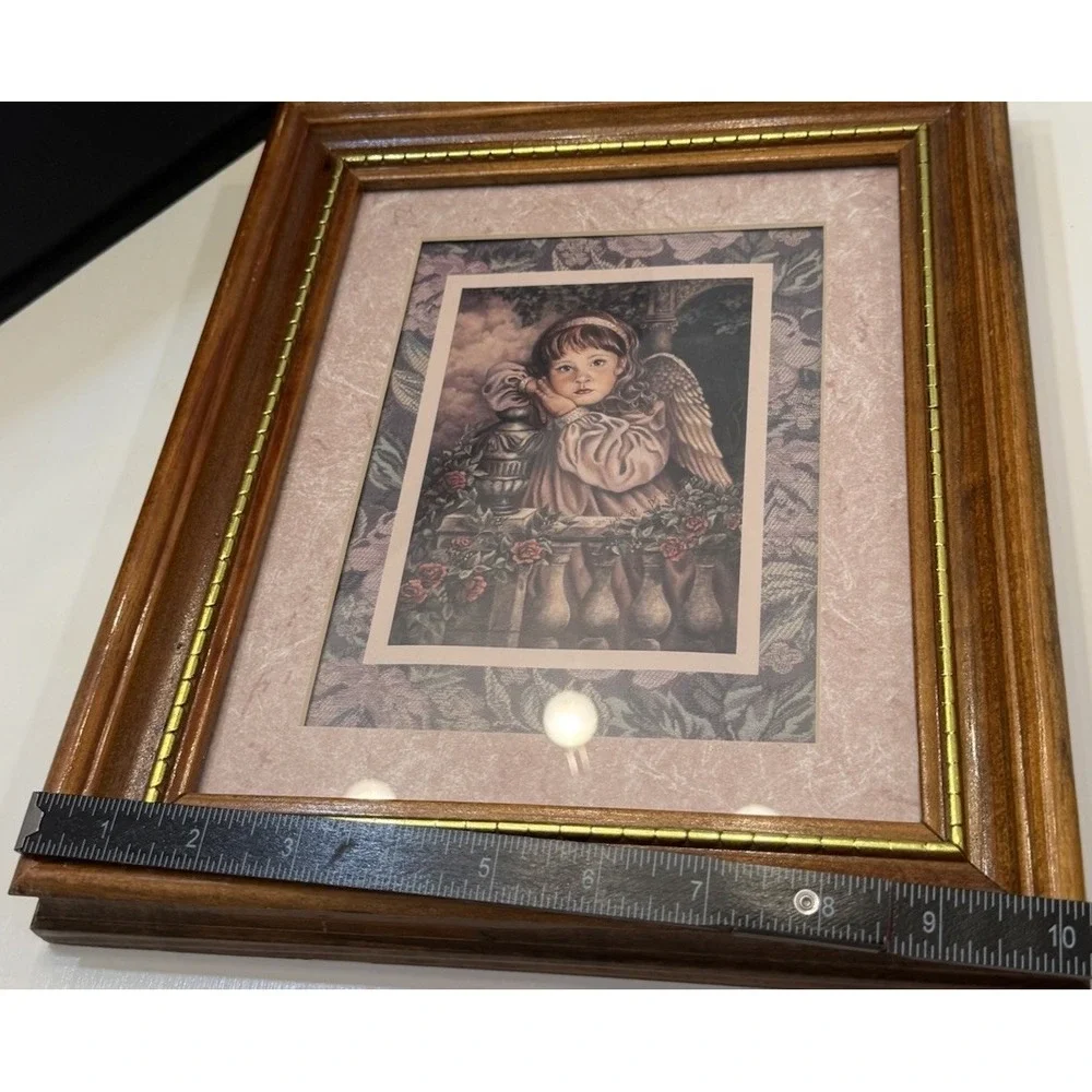 Vtg Home Interiors Angel Unaware Framed Print Donna Richardson Floral Matting